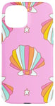 iPhone 15 Cute Seashells Ocean Bright Rainbow on Pink Case