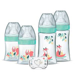 DODIE Lot de 4 biberons naissance Tétine Ronde Anti-Colique (2x150mL et 2x270mL), + une sucette naissance