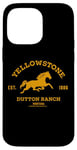 Coque pour iPhone 14 Pro Max Yellowstone Dutton Ranch Est. 1886 Running Horse Brown Logo