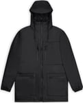 Rains Unisex Cargo Long Jacket W3 Black, XS