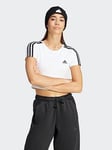 adidas Sportswear Womens 3 Stripe Baby T-Shirt - White, White, Size M, Women