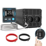 EDECOA Convertisseur 12v 220v Pure Sine 2000w avec télécommande 2X USB incluant la Fonction ECO et l'isolation galvanique (Génération 4a), Noir