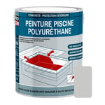 Peinture piscine béton, peinture polyuréthane pour piscine et bassin, étanche et souple, béton, enduit, ciment Procom Gris clair (ral 7047) 2.5 litres