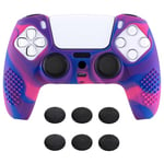 eXtremeRate PlayVital Housse en Silicone pour ps5 Manette,Housse de Protection Antidérapante pour ps5 Coque Poignée en Silicone avec Capuchon Joystick pour ps5-Rose & Violet & Bleu(Édition Cloutée 3D)