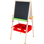 Teamson Kids - Tableau évolutif chevalet enfant en bois multifonction 3 en 1 avec rangement rouge fille garçon mixte TK-FB028R - Rouge