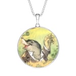 Sterling Silver Royal Doulton China Wind In The Willows Round Necklace