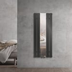 Radiateur de Salle de Bain Plat avec Miroir, 1200 x 450 mm, en Acier Anthracite, Raccordement Central Chauffage