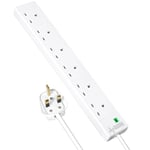 6 GANG SURGE PROTECTOR 5M EXTENSION LEAD white 13a uk plug