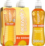 Lucozade Sport Zero Sugar - Orange & Peach 4x500ml | Sugar Free Sports Drink, B3