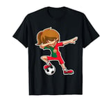 Dabbing Soccer Girl Portugal Jersey, Portuguese Kids Dab T-Shirt