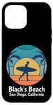 Coque pour iPhone 12 Pro Max Black's Beach San Diego California Surfeur Vintage