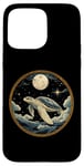 Coque pour iPhone 15 Pro Max Tortue de mer céleste esthétique art déco animal océan foncé