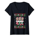 Womens Ugly Xmas Sweater Coyote In Christmas Socks V-Neck T-Shirt