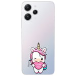 Coque compatible Redmi 12 4G licorne coeur kawaii I love you