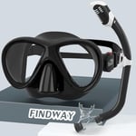 Findway Masque de Plongée Enfant, Masque Snorkeling pour 4-12 Ans, 180° Visible Lunettes de Plongée Enfant en Verre Trempé avec Tuba, Protection UV Garçons et Filles Lunettes de Natation