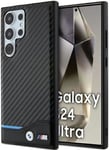 BMW Genuine Leather Black Carbon Case for Samsung Galaxy S24 Ultra 6.8" Black