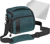 Sac à bandoulière avec protection d'écran pour Olympus E-M10, E-M5 Mark II, Pen E-PL8 E-PL9 / Canon EOS M50 / Nikon D5600 / D7500 / Panasonic Lumix DMC G9 G81 GX8 GX80 Bleu pétrole.[G1588]