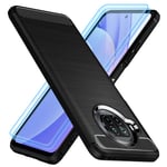 TesRank Phone Case for Xiaomi Mi 10T Lite Case + 2 Packs Tempered Glass Screen Protector, Soft TPU Cover [Carbon Fiber Texture] [Shock Absorption] Phone Cover for Xiaomi Mi 10T Lite-Black
