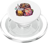 Kiwi Bird Drinking Bubble Tea Japanese Kimono PopSockets PopGrip for MagSafe