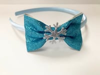 Elsa Frozen 2 Inspired Hairband Turquoise Glitter Silver Snowflake