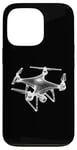 Coque pour iPhone 13 Pro Drone 3D Wireframe - Drone volant vintage amateur de pilote