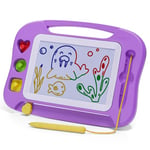 SGILE Tablette à Dessin Magnétique pour Enfants, Ardoise Magique Effaçable et Colorée avec Stylo Magnétique, Tableau Magique avec Trois Tampons, Jouet de Voyage, Cadeau d'anniversaire, Violet