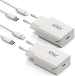 Chargeur Rapide Usb C Pd 20W Avec Câble 3.3Ft/1M C Vers Phone Adaptateur De Chargeur De Type C Pour Iphone 14/14 Plus/14 Pro/14 Pro /13/12/11/Se/Ipad (Blanc -Pd 2Pack¿2 C To Iphone Cable)