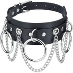 Läderhalsband, PU-läder Punk Rock Gothic Emo O-ring Spik Nitar Halsband