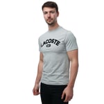 Lacoste Mens Print Logo Premium Cotton T-Shirt in Grey Marl - Size Small