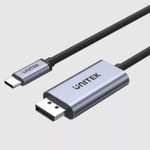 UNITEK 2m 4K USB-C to DisplayPort   1.2 Cable in Aluminium Housing. HDCP2.2 for 4K Netfli, Amazon Prime Video &amp; More. Plug &amp; Play. Space Grey and Black Colour