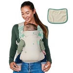 Infantino Flip 4-en-1 Nature & Nurture Porte-bébé convertible — ceinture lombaire dorsale ajustable, appui-tête, siège ergonomique, bretelles rembourrées, sans colorant, matériaux recyclés