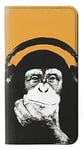 Funny Monkey with Headphone Pop Music PU Leather Flip Case Cover For Samsung Galaxy J3 (2018), J3 Star, J3 V 3rd Gen, J3 Orbit, J3 Achieve, Express Prime 3, Amp Prime 3