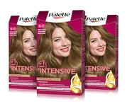 Schwarzkopf Palette Intensive Creme Color Colorant Permanent 6 Blond Foncé (Pack de 3), Teinture capillaire à l'huile de marula, coloration permanente jusqu'à 8 semaines