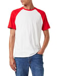Build Your Brand Raglan Contrast Tee T-Shirt Homme, Blanc/Rouge, Medium