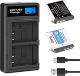 2X NP-BD1 NP-FD1 Batteries de Rechange et Chargeur Double LED Intelligent compatibles avec Sony Cyber-Shot DSC-G3, DSC-T2, DSC-T70, DSC-T75, DSC-T77, DSC-T90, DSC-T200, DSC-T300, DSC-T700, DSC-T900