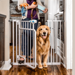 Pet Gate Hands-Free Walk-Through White 76-112 x 81 cm - Koirat - Koiran kuljetushäkit ja -laukut - Pentuaitaukset ja Koiraportit, Koirat - Koiranpentu - Pentuaitaus - Carlson