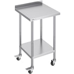 Vevor - Table de Travail Inox 61 x 61 x 100,6 cm, Table de Preparation des Aliments avec Roulettes, Etageres Reglables en Hauteur, Meuble de