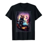 Retro Squirrel on ATV with Mountain Sunset Adventure Design T-Shirt