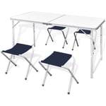 Campingbord med 4 pallar set vidaxl - Aluminium 120 x 60 cm