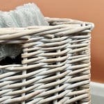 White Wash Storage Basket Woven Willow Rectangle Home Storage Hamper Extra Large