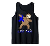 Irritable Bowel Syndrome IBS Blue Ribbon Funny Sloth Dabbing Tank Top