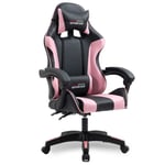 Amstrad AMS-800-PINK Fauteuil / Chaise de bureau Gamer coloris noir & rose - coussin lombaire & appuie tête Rose