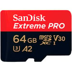 SanDisk Extreme Pro microSDXC A2 V30 64GB 170MB/s + SD-adapter