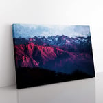 Purple Light Upon Mountain Tops In Abstract Modern Art Canvas Wall Art Print Ready to Hang, Framed Picture for Living Room Bedroom Home Office Décor, 76x50 cm (30x20 Inch)