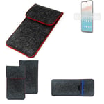 Felt Case for Nokia C21 Plus 2GB dark gray red edges Cover bag Pouch