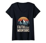 Womens Faith Can Move Mountains Matthew 17:20 KJV Bible Verse V-Neck T-Shirt