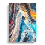 Flee To The River Abstract Black, Grey, Teal Canvas Print for Living Room Bedroom Home Office Décor, Wall Art Picture Ready to Hang, 30x20 Inch (76x50 cm)