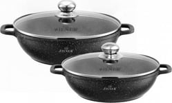 Zilner 2 Wok-Pannor Med Marmur-Överfläckning 28 / 32Cm Zilner Zl-8610