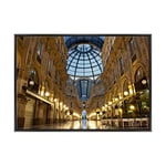 Tableau sur Toile avec Cadre - Milano - Galeria Vittorio Emanuele II - pour lit 1 Place du Homme - 70 x 100 cm - Style Moderne Noir - (Code 1473)