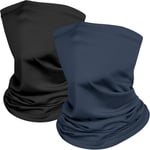 Noir, Bleu Marine Noir, Bleu Marine 2 Pièces Cache Cou Elastique Pour Homme Et Femme, Tour De Cou Coupe-Vent Et Respirant Snood À Séchage Rapide Pour